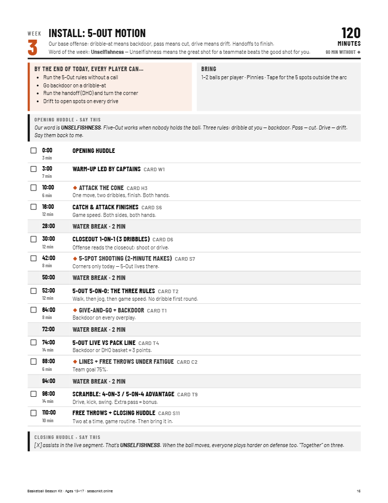 Clipboard practice plan
